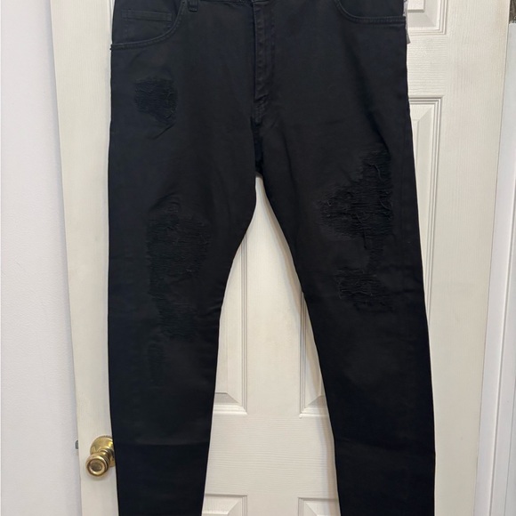 Jared Lang: Black Skinny Ripped Denim Jeans - JN-799 - Picture 1 of 5